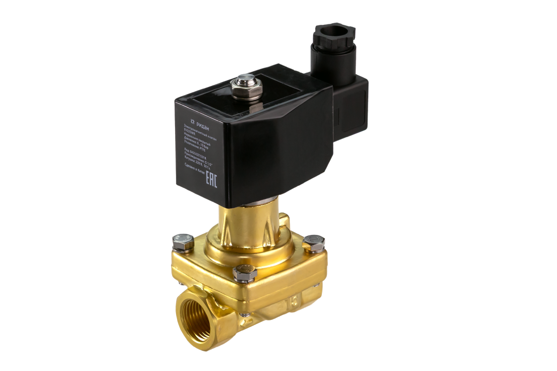 Ридан 042U321531R — Клапан электромагнитный EV225WR, G 1/2, PTFE, нормально закрытый, 0…10 бар, с катушкой 220В, 50 Гц
